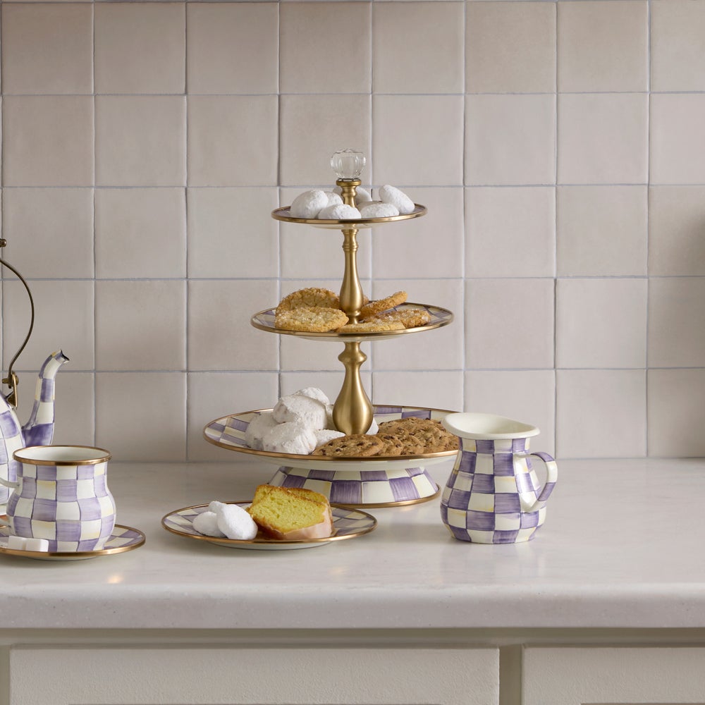 Violet Check Three Tier Sweet Stand (Mackenzie Childs)