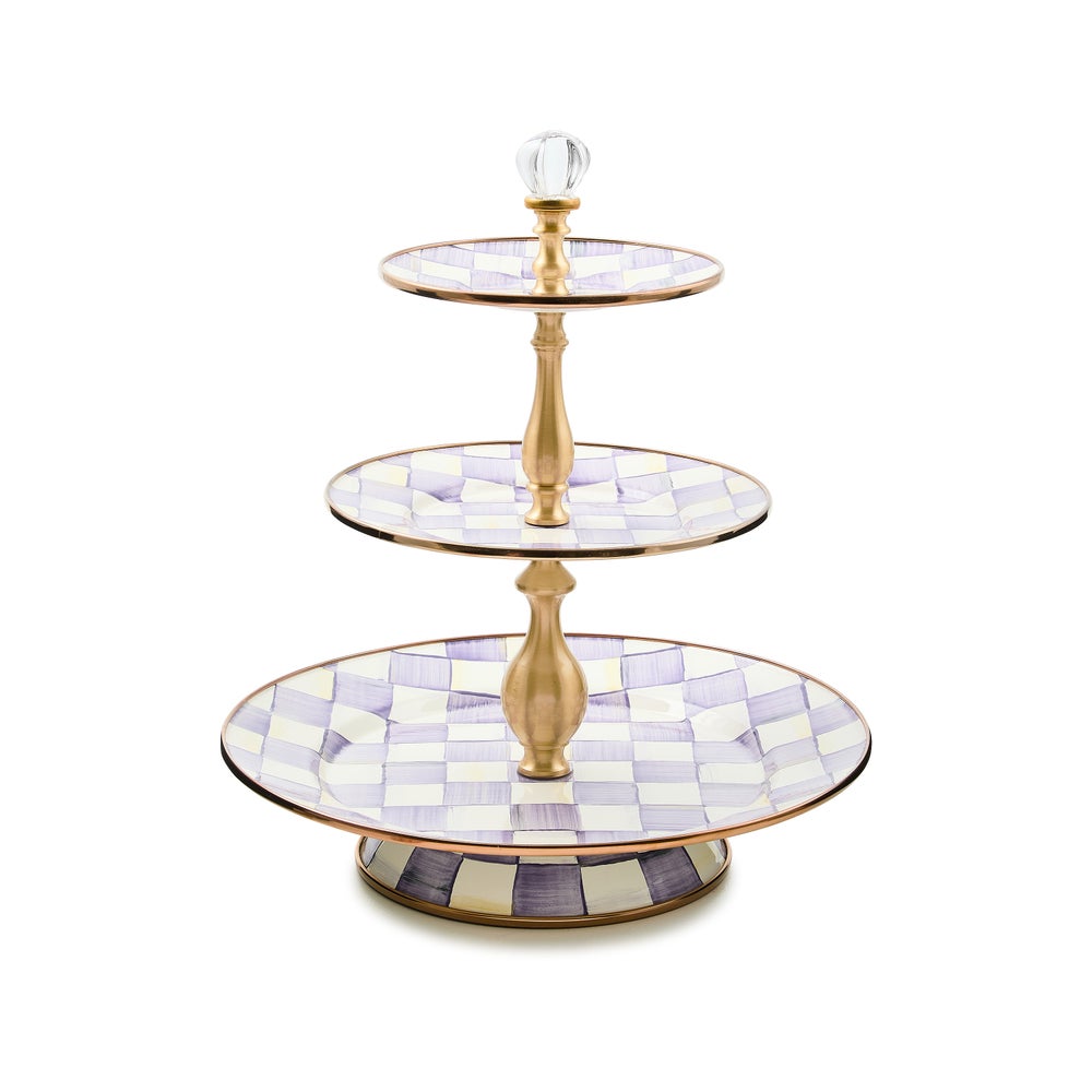 Violet Check Three Tier Sweet Stand (Mackenzie Childs)