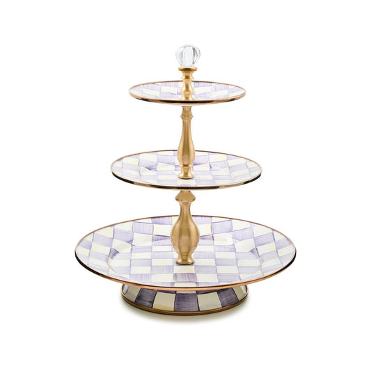 Violet Check Three Tier Sweet Stand (Mackenzie Childs)