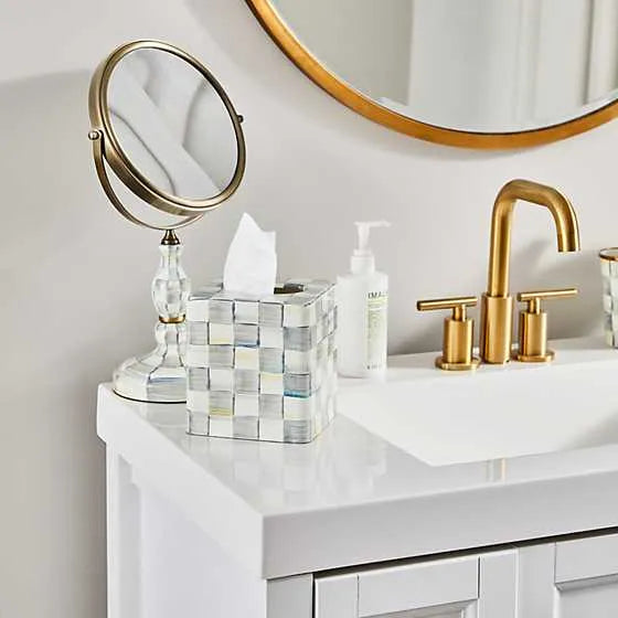 Sterling Check Enamel Boutique Tissue Box Cover (Mackenzie Childs)