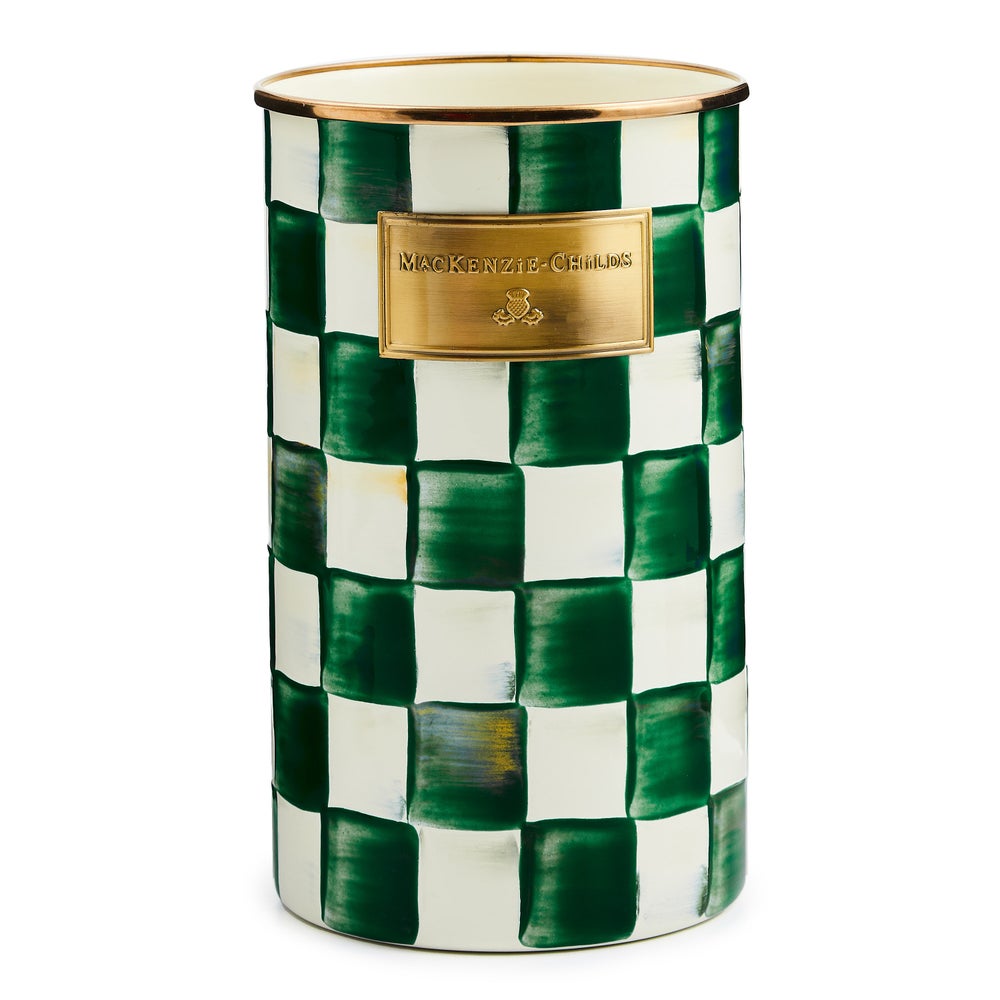 Emerald Check Utensil Holder (Mackenzie Childs)