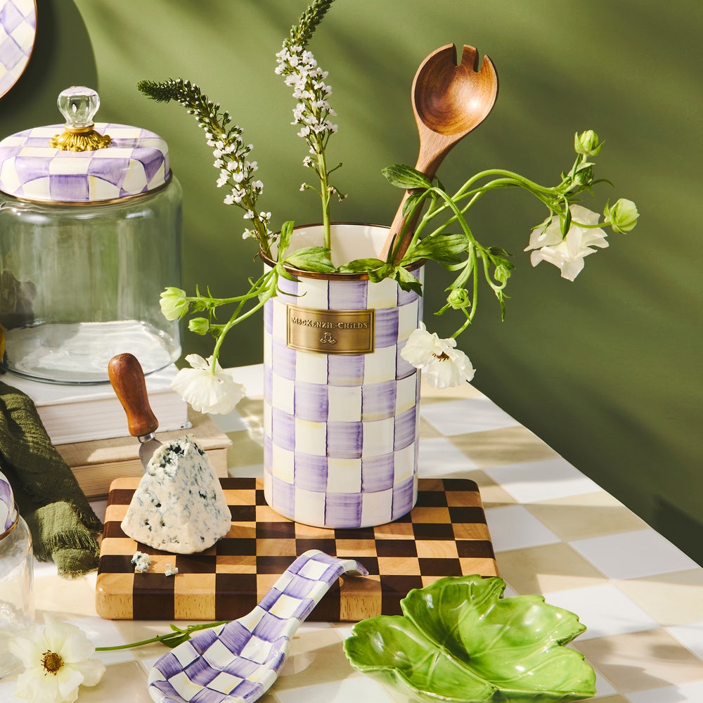 Violet Check Utensil Holder (Mackenzie Childs)