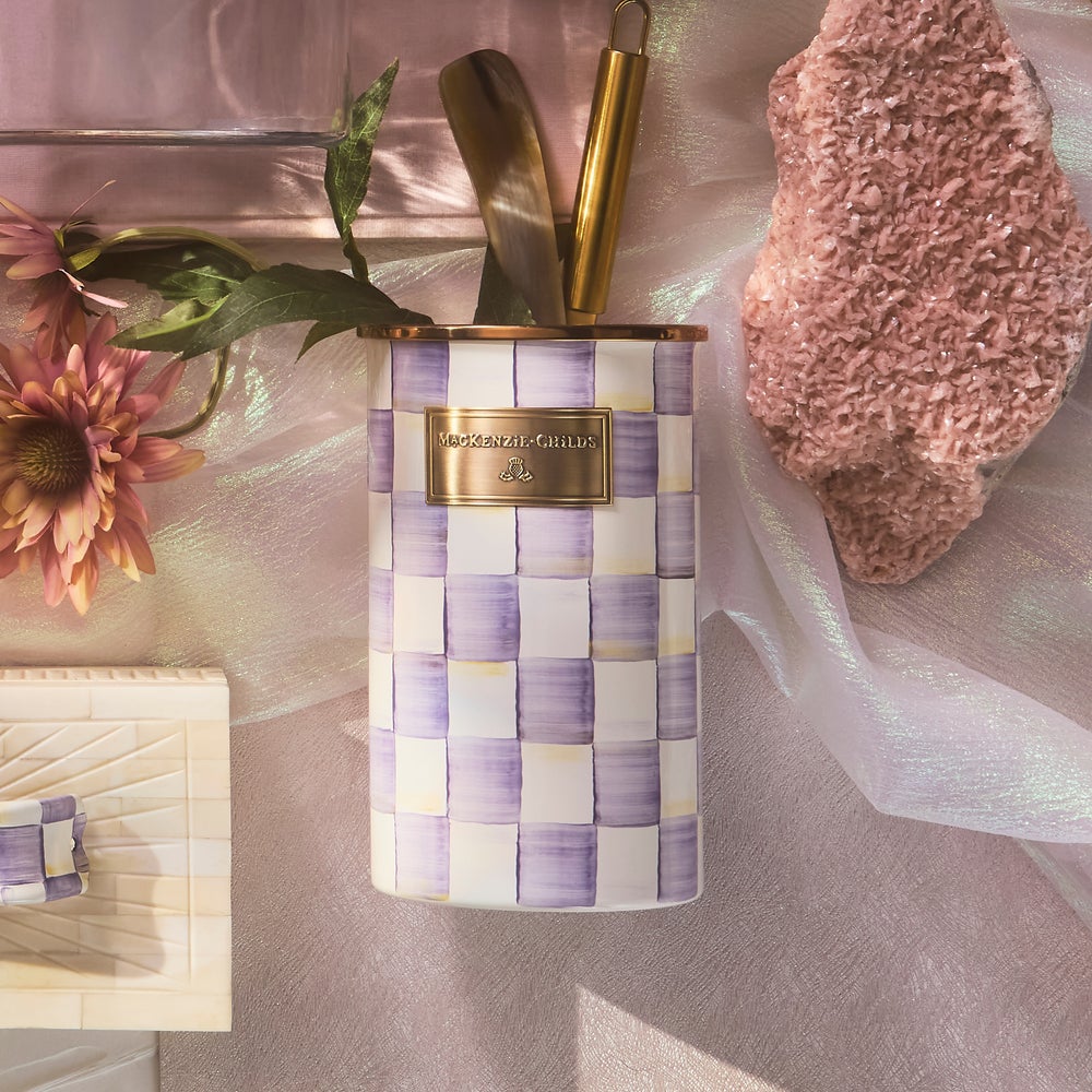 Violet Check Utensil Holder (Mackenzie Childs)