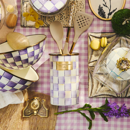Violet Check Utensil Holder (Mackenzie Childs)
