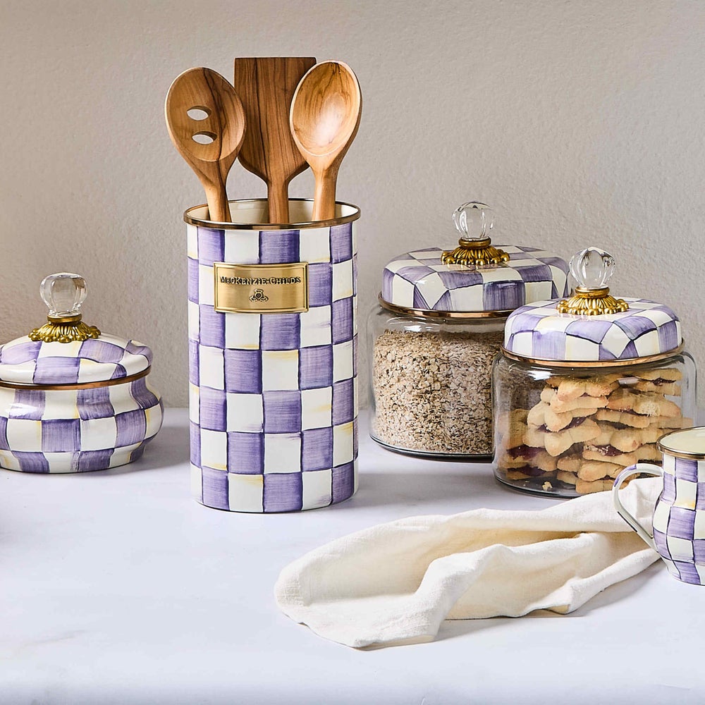 Violet Check Utensil Holder (Mackenzie Childs)