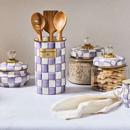 Violet Check Utensil Holder (Mackenzie Childs)