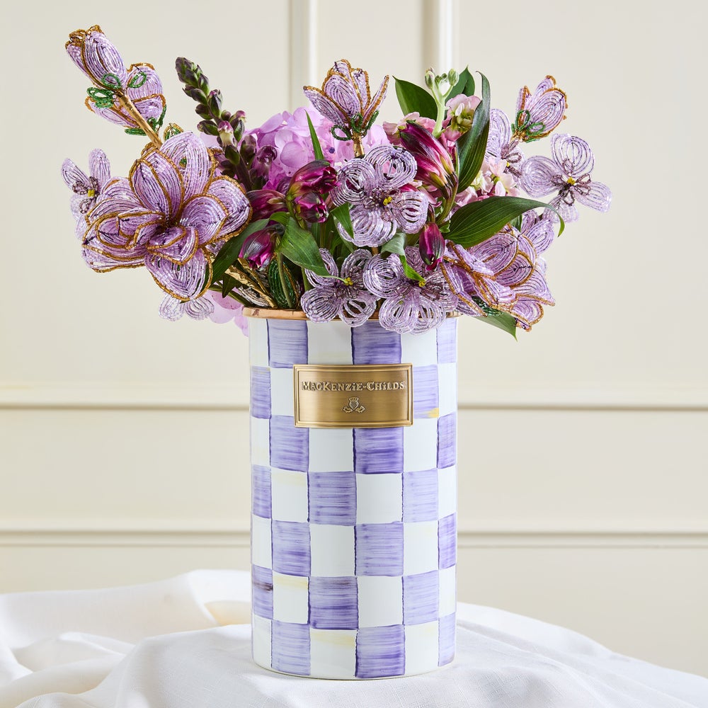 Violet Check Utensil Holder (Mackenzie Childs)