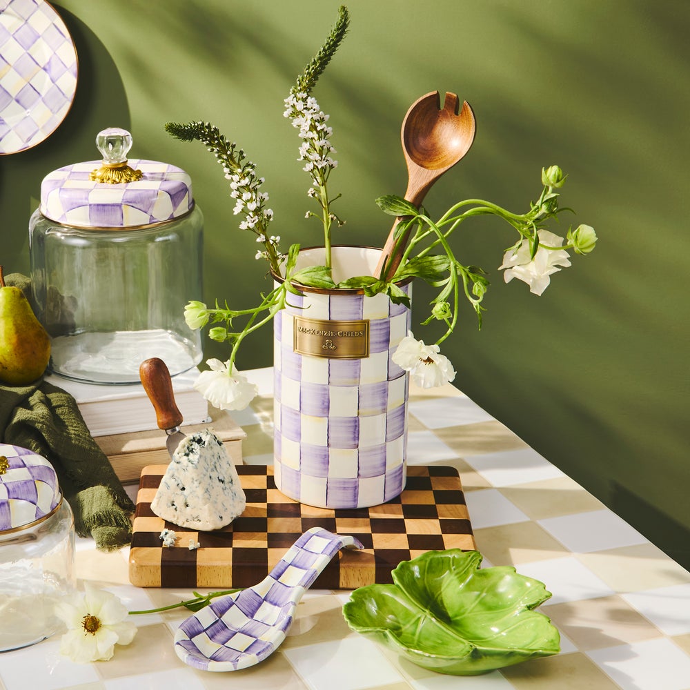 Violet Check Utensil Holder (Mackenzie Childs)