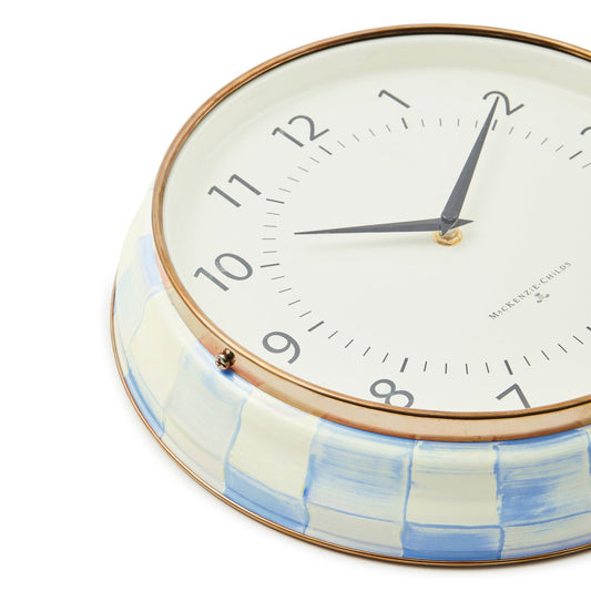 Sky Blue Check School Wall Clock (Mackenzie Childs) - PRE ORDER