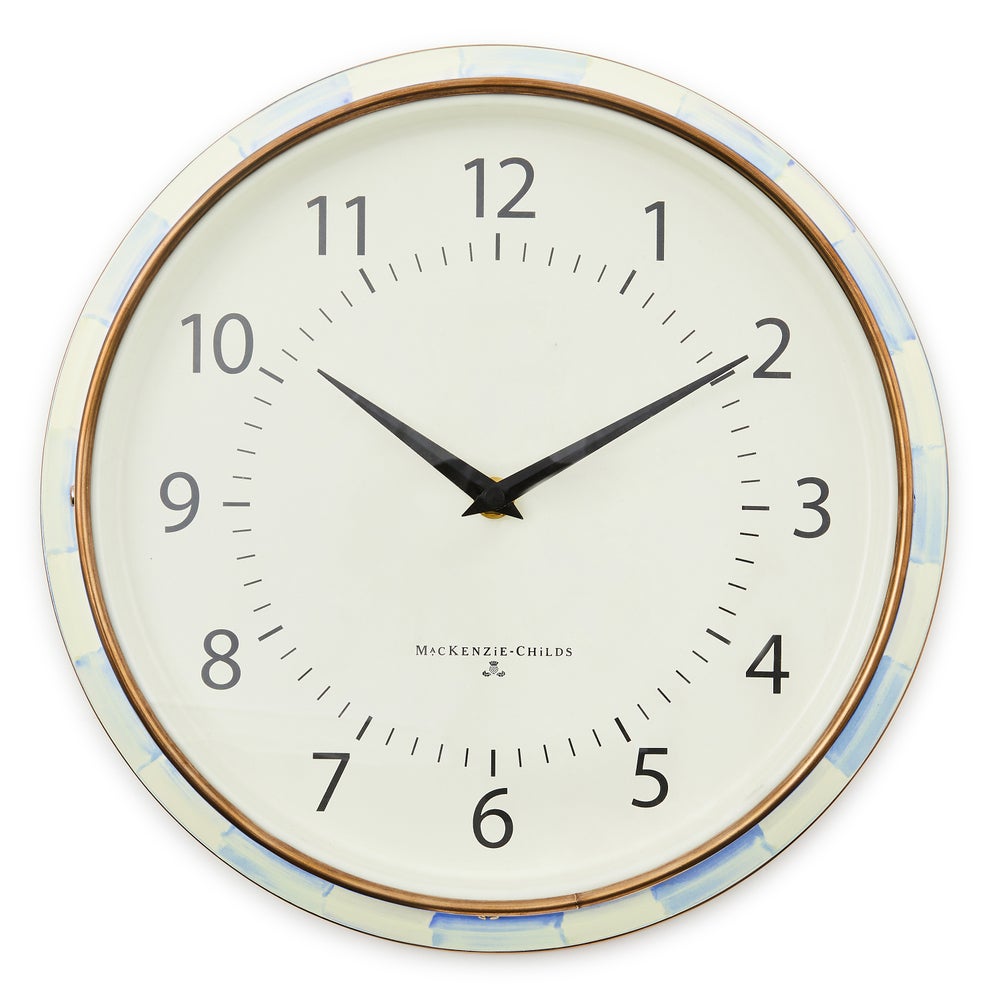 Sky Blue Check School Wall Clock (Mackenzie Childs) - PRE ORDER
