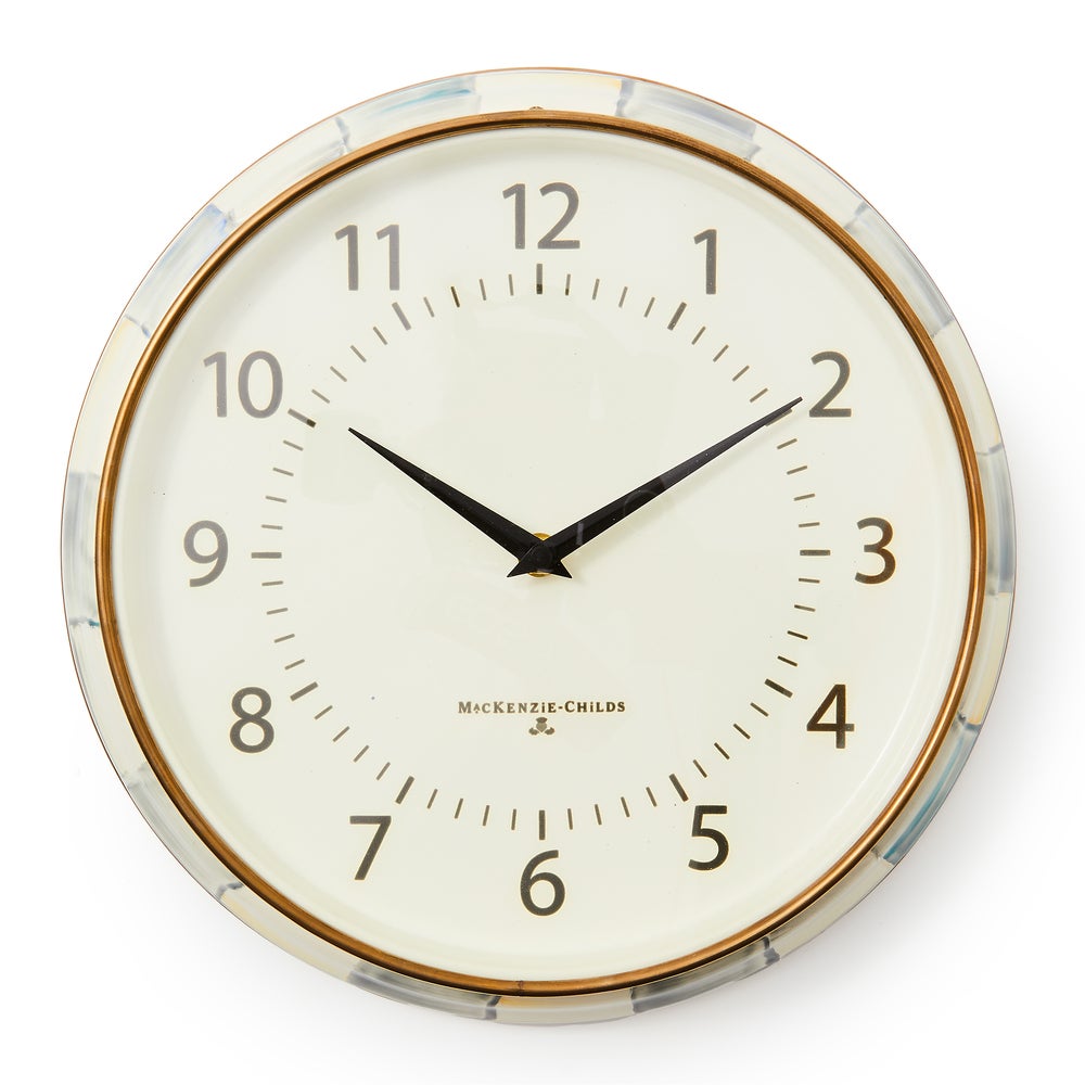 Sterling Check School Wall Clock (Mackenzie Childs)