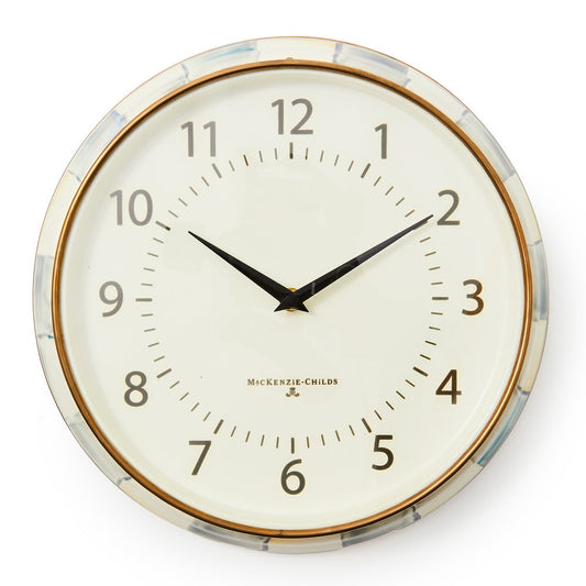 Sterling Check School Wall Clock (Mackenzie Childs)