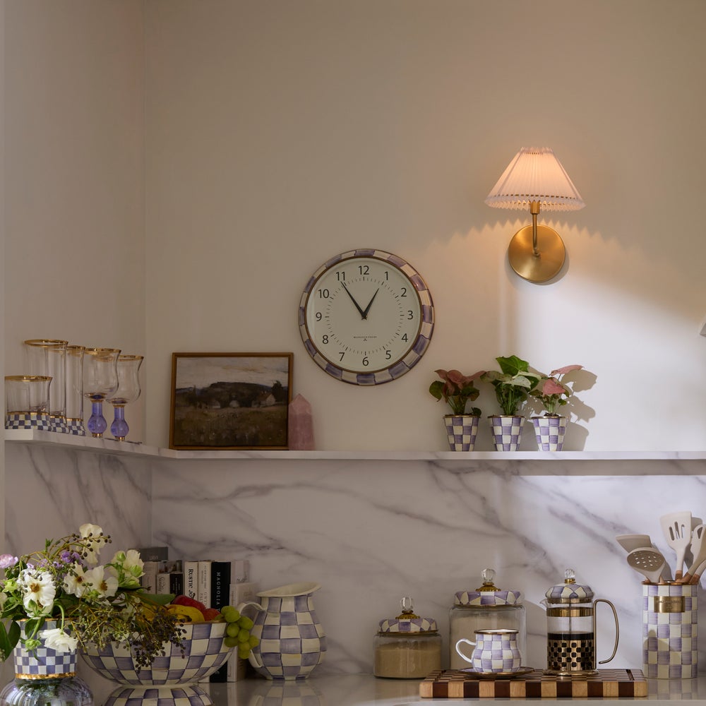 Violet Check School Wall Clock (Mackenzie Childs)