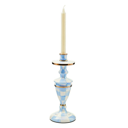 Sky Blue Check Medium Candlestick (Mackenzie Childs) - PRE ORDER