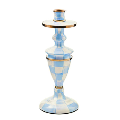 Sky Blue Check Medium Candlestick (Mackenzie Childs) - PRE ORDER