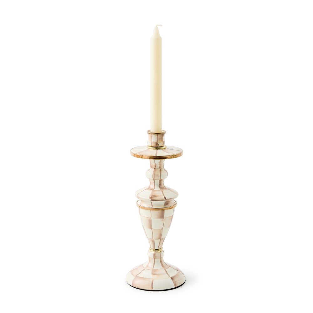 Mocha Check Medium Candlestick (Mackenzie Childs)