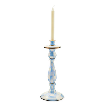 Sky Blue Check Large Candlestick (Mackenzie Childs) - PRE ORDER