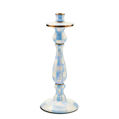Sky Blue Check Large Candlestick (Mackenzie Childs) - PRE ORDER