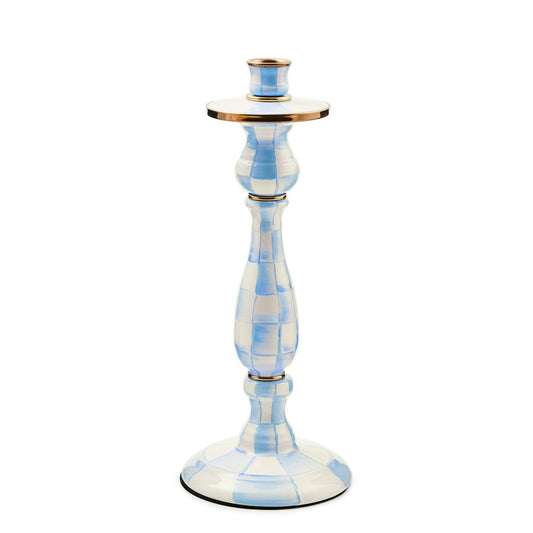 Sky Blue Check Large Candlestick (Mackenzie Childs) - PRE ORDER