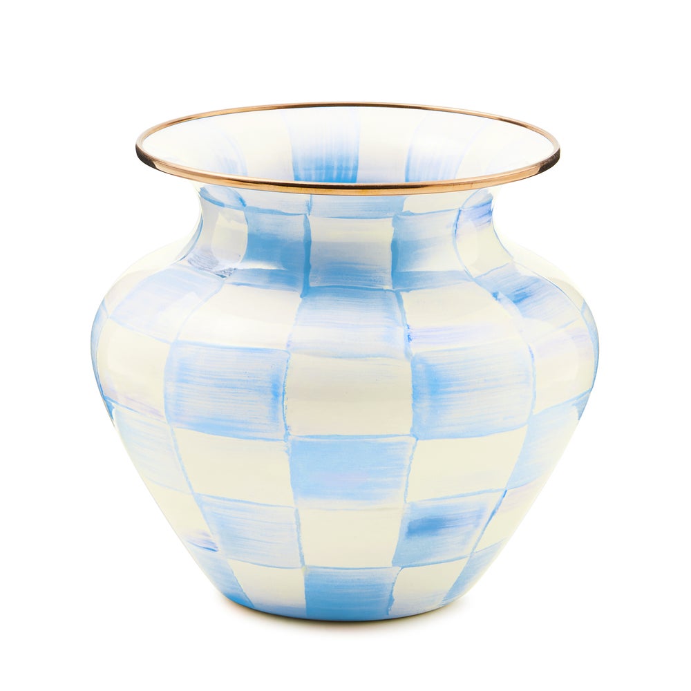 Sky Blue Check Large Vase (Mackenzie Childs) - PRE ORDER