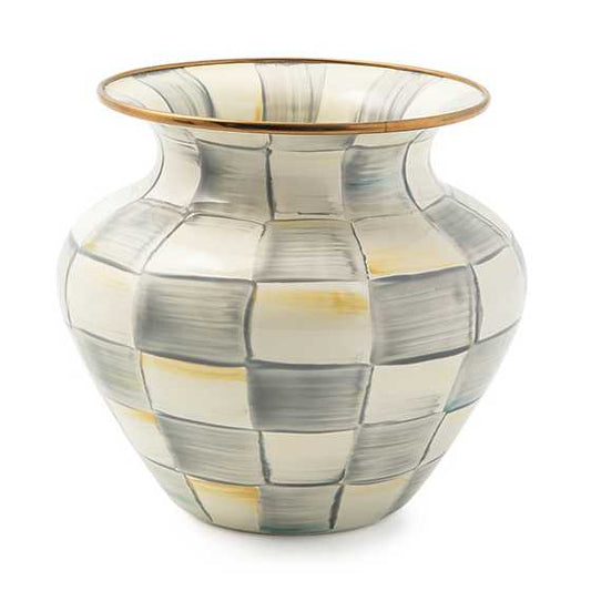 Sterling Check Enamel Large Vase (Mackenzie Childs)