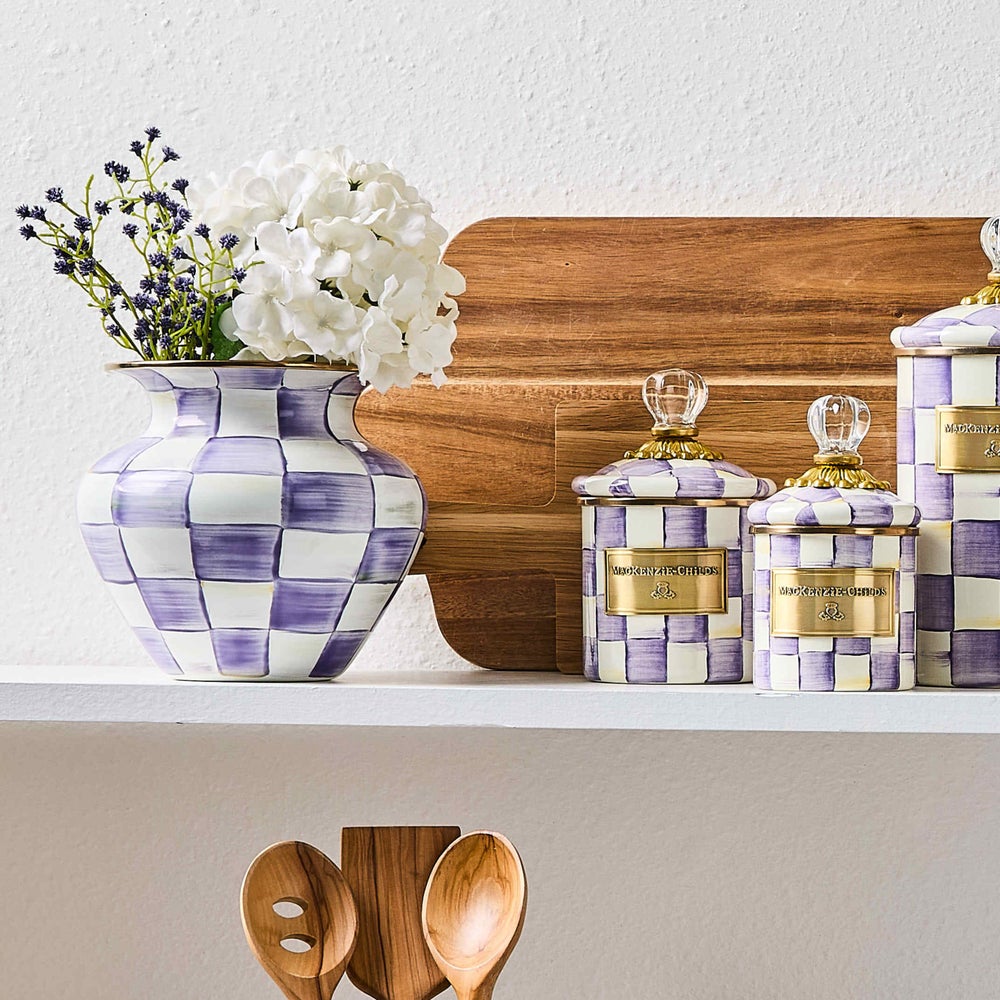 Violet Check Large Vase (Mackenzie Childs)
