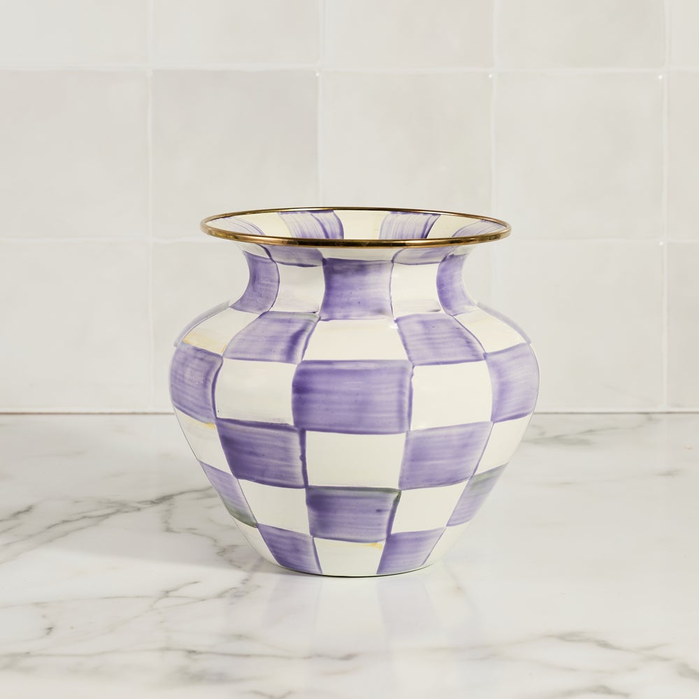 Violet Check Large Vase (Mackenzie Childs)