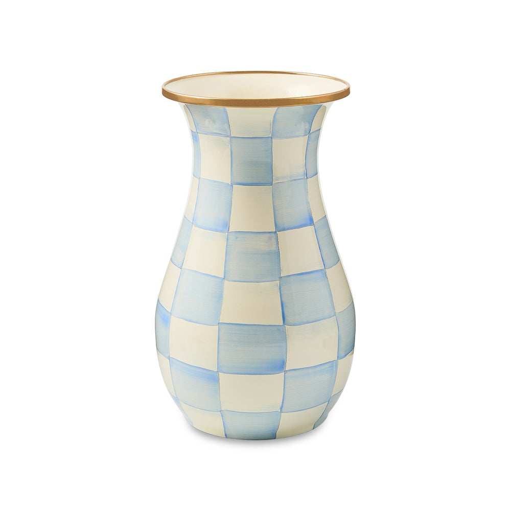 Sky Blue Check Tall Vase (Mackenzie Childs) - PRE ORDER
