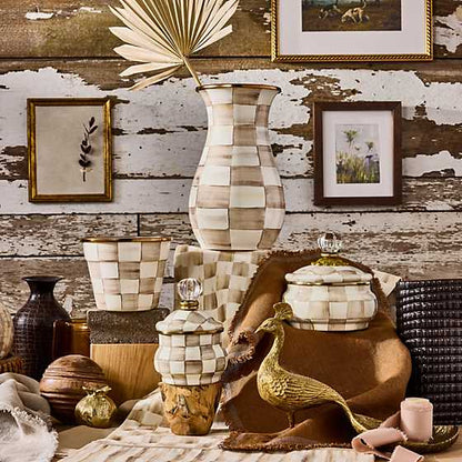 Mocha Check Tall Vase (Mackenzie Childs)