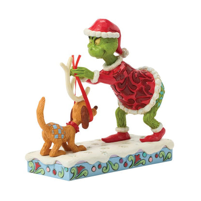 The Grinch Tying Antlers on Max (Jim Shore)