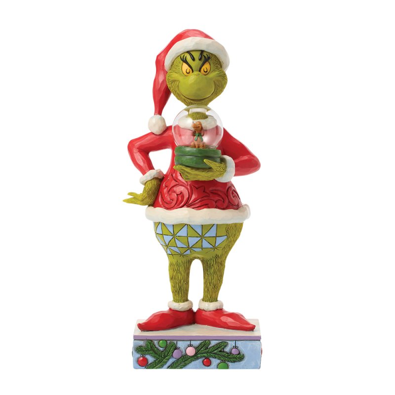 The Grinch Holding Dry Dome with Max (Jim Shore)