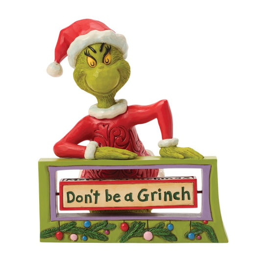 The Grinch with Rotating Sign (Jim Shore)