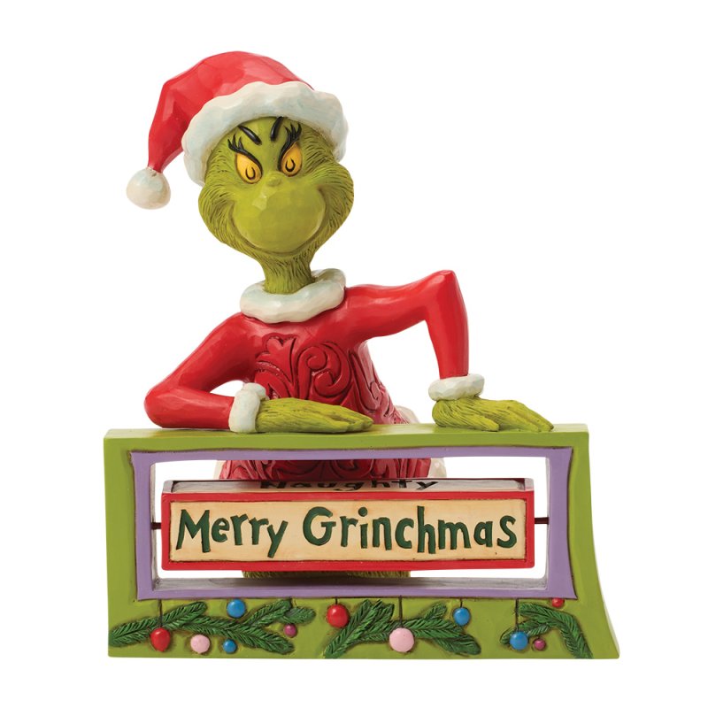 The Grinch with Rotating Sign (Jim Shore)