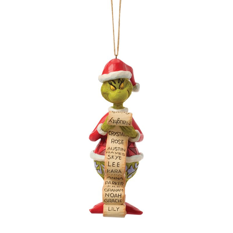 The Grinch with Lists Hanging Ornament (Jim Shore)