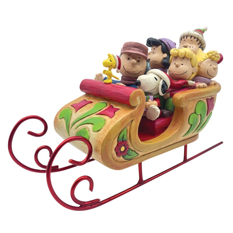 Snoopy and Friends in Sleigh Figurine - Peanuts by Jim Shore
