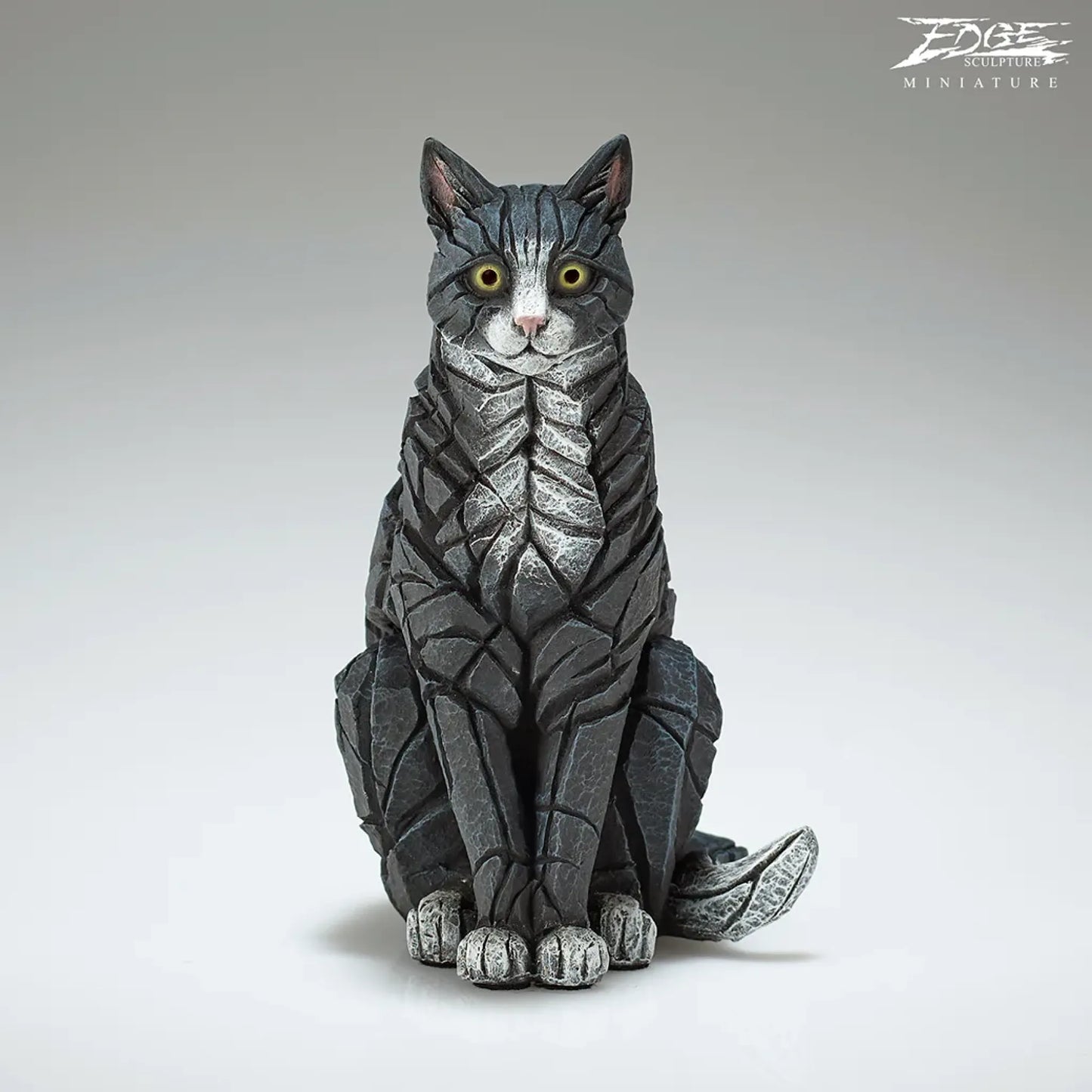 Miniature Sitting Cat (Black and White) (Edge Sculpture by Matt Buckley) - PRE ORDER