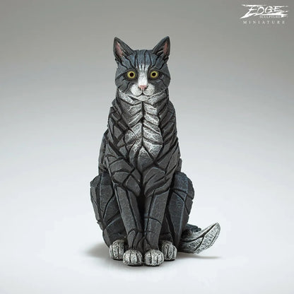 Miniature Sitting Cat (Black and White) (Edge Sculpture by Matt Buckley) - PRE ORDER