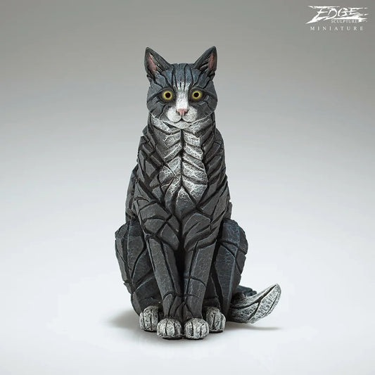 Miniature Sitting Cat (Black and White) (Edge Sculpture by Matt Buckley) - PRE ORDER