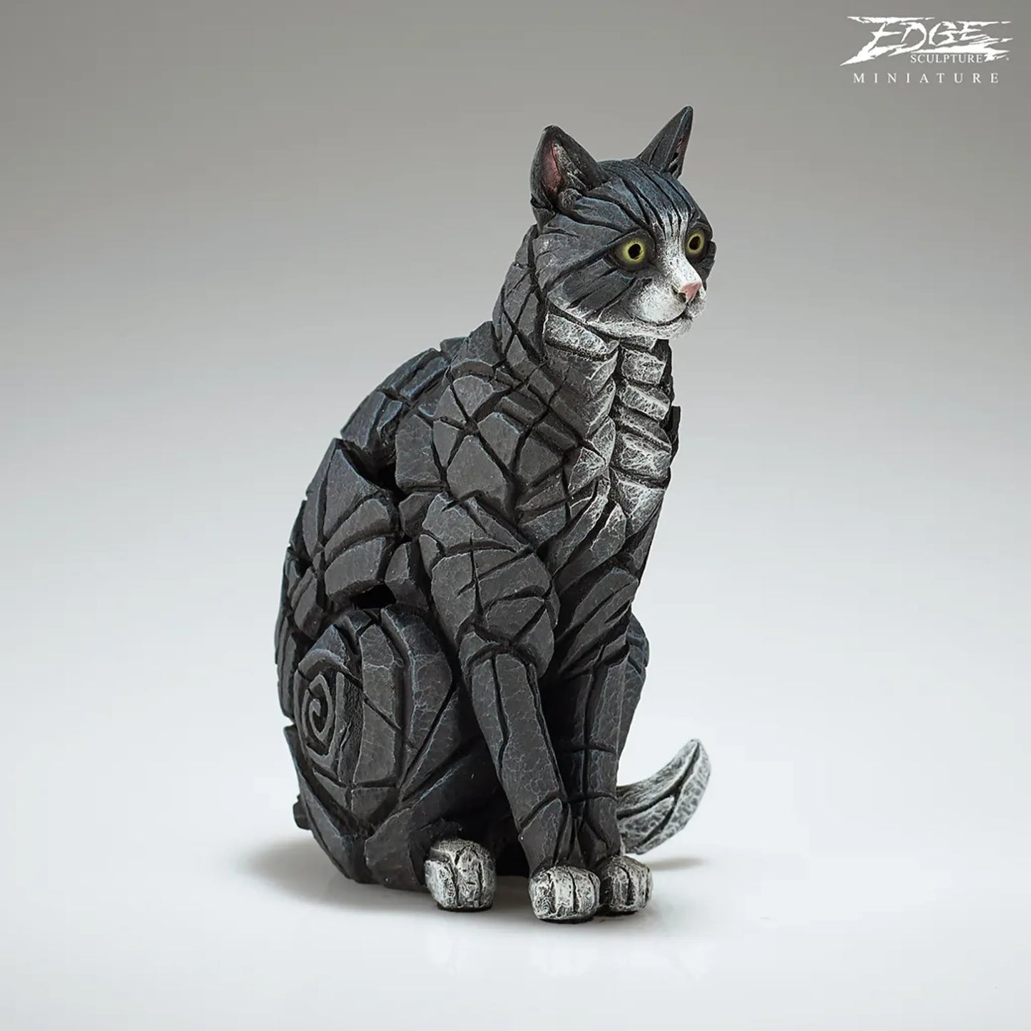Miniature Sitting Cat (Black and White) (Edge Sculpture by Matt Buckley) - PRE ORDER