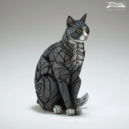 Miniature Sitting Cat (Black and White) (Edge Sculpture by Matt Buckley) - PRE ORDER