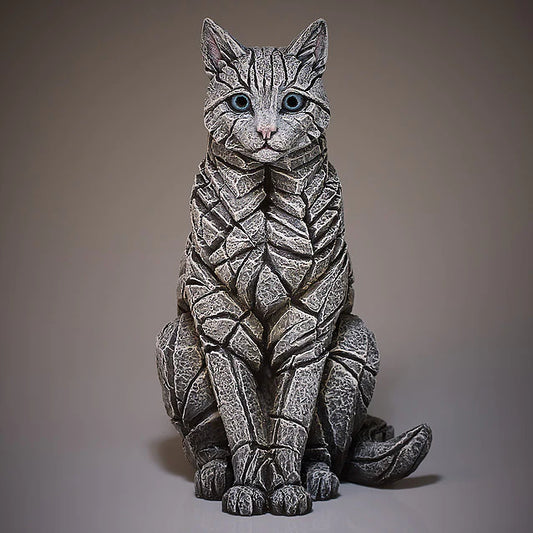 Cat Sitting Sculpture - White (Edge Sculpture by Matt Buckley)