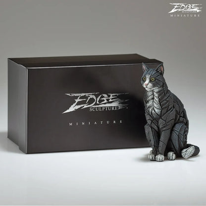 Miniature Sitting Cat (Black and White) (Edge Sculpture by Matt Buckley) - PRE ORDER