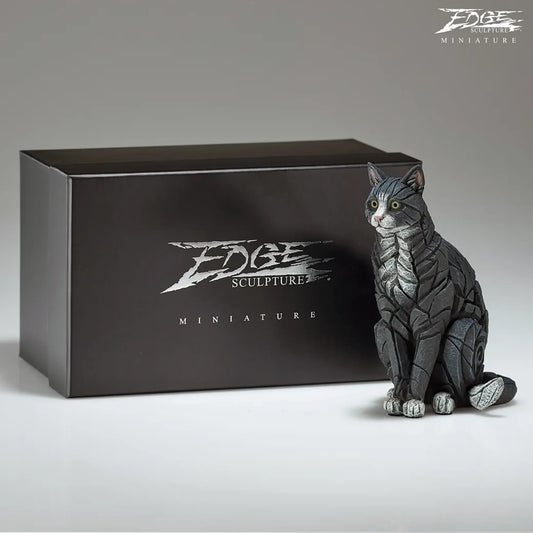 Miniature Sitting Cat (Black and White) (Edge Sculpture by Matt Buckley) - PRE ORDER