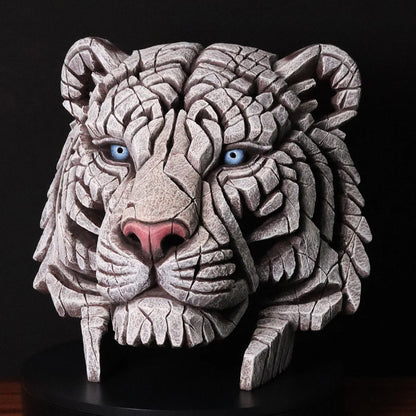 Tiger Bust Sculpture - White (Edge Sculpture by Matt Buckley)