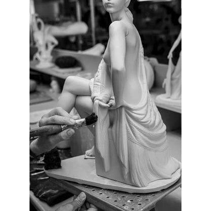 Nude With Shawl Woman Figurine - Silver Lustre (Lladro Special Order)