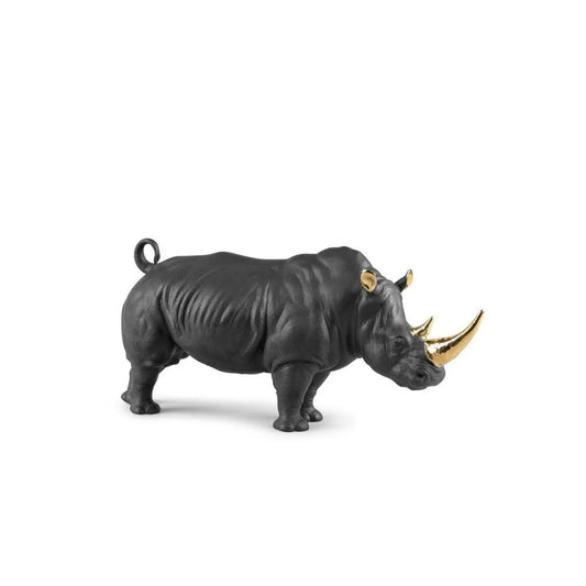 Rhino (Black-Gold) Sculpture (Limited Edition) (Lladro Special Order)