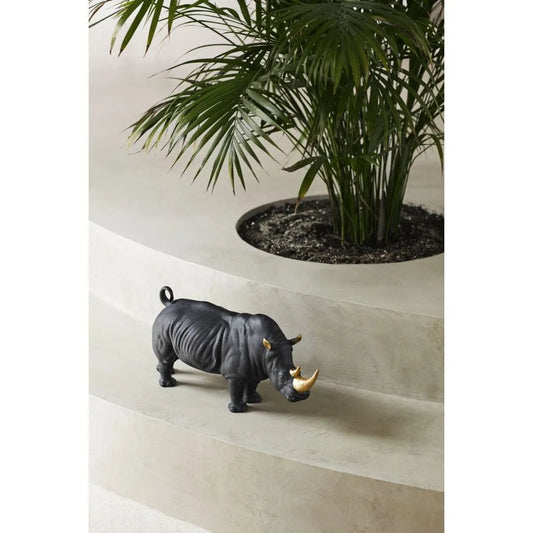 Rhino (Black-Gold) Sculpture (Limited Edition) (Lladro Special Order)