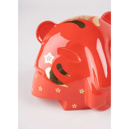 The Tiger Sculpture - Red- Gold (Lladro Special Order)