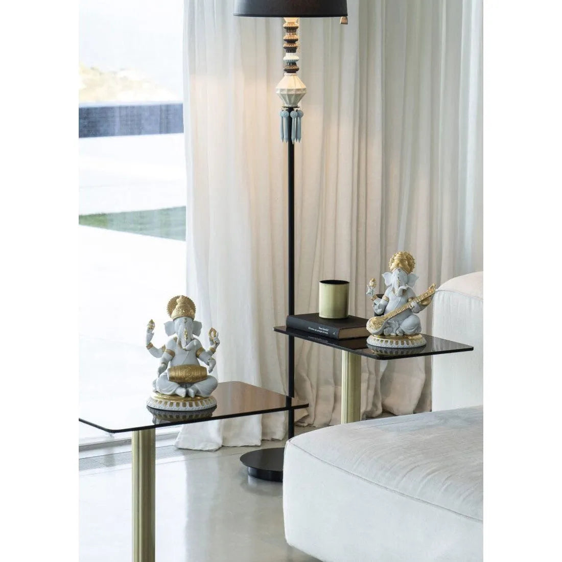 Veena Ganesha Figurine - Golden Lustre (Lladro Special Order)