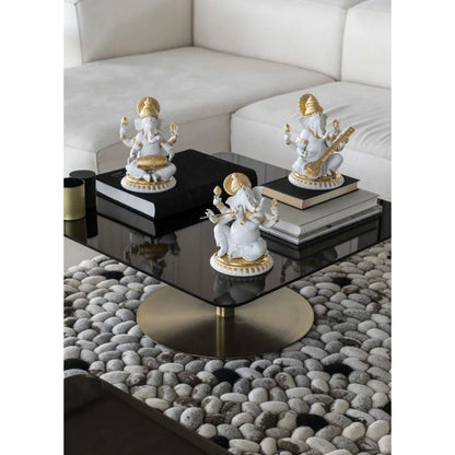 Veena Ganesha Figurine - Golden Lustre (Lladro Special Order)